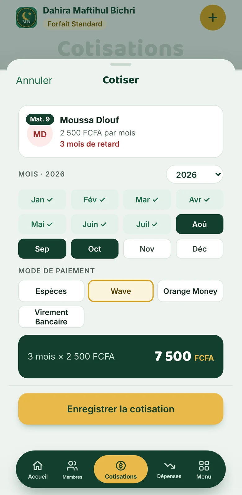 Écran de l’application Kalbaas