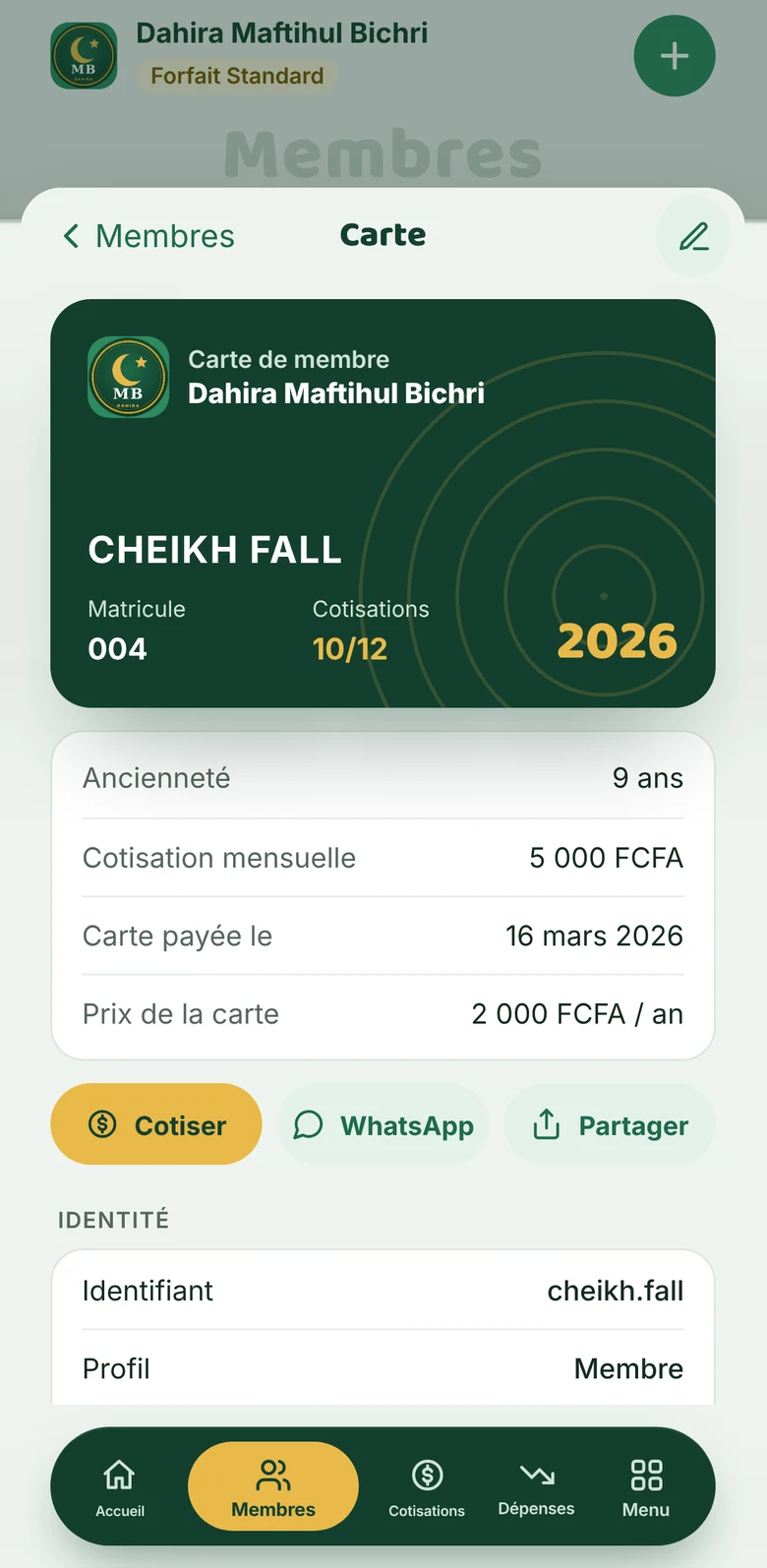 Écran de l’application Kalbaas